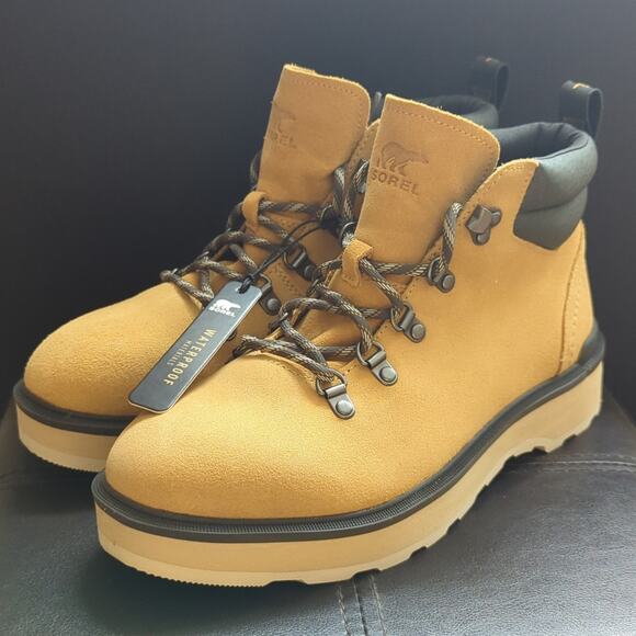 Sorel Hi-Line Hiker Lightweight Waterproof Geo Yellow Outdoor Hiking Boots NWT - Picture 1 of 6